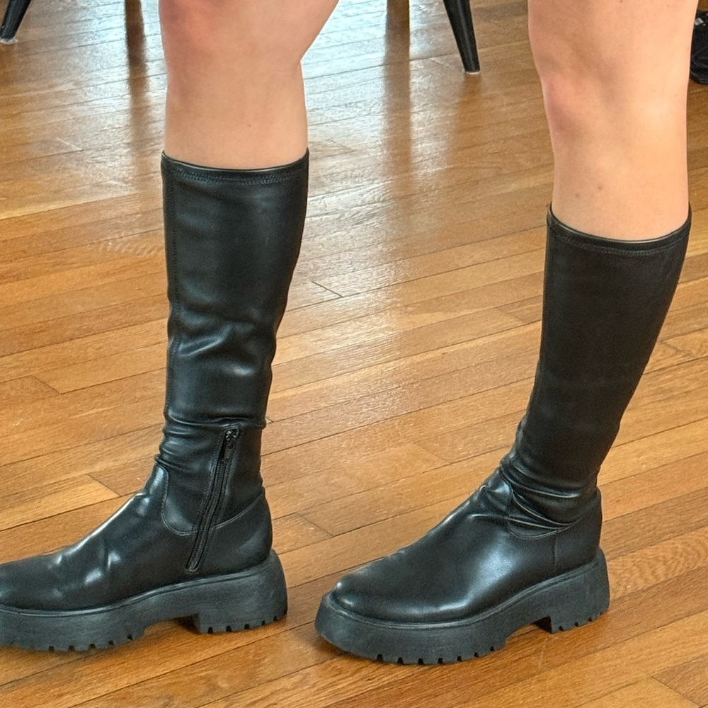 Steve Madden Black Chunky Heeled Boots